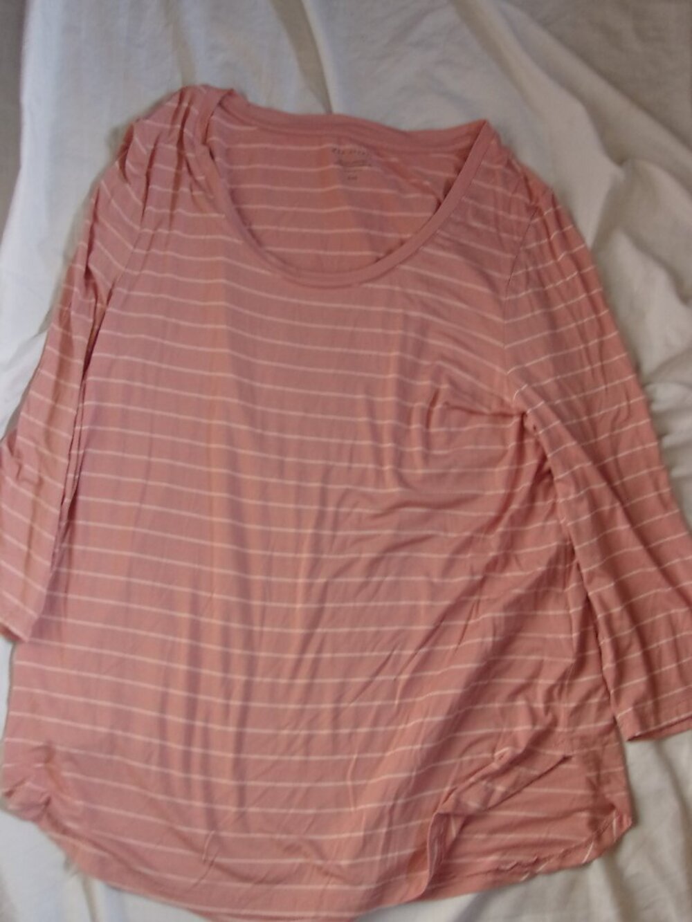 size extra large womens pretty pink white striped tee t - Picture 2 of 4